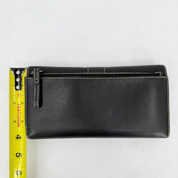 Coach Women's Black Leather Wallet Fold Over Trifold Snap with Checkbook Holder - Picture 9 of 9